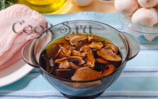 Рецепт приготовления киша с курицей и грибами: