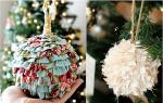 Origami Christmas tree from an old magazine and other original crafts Styrofoam balls decor